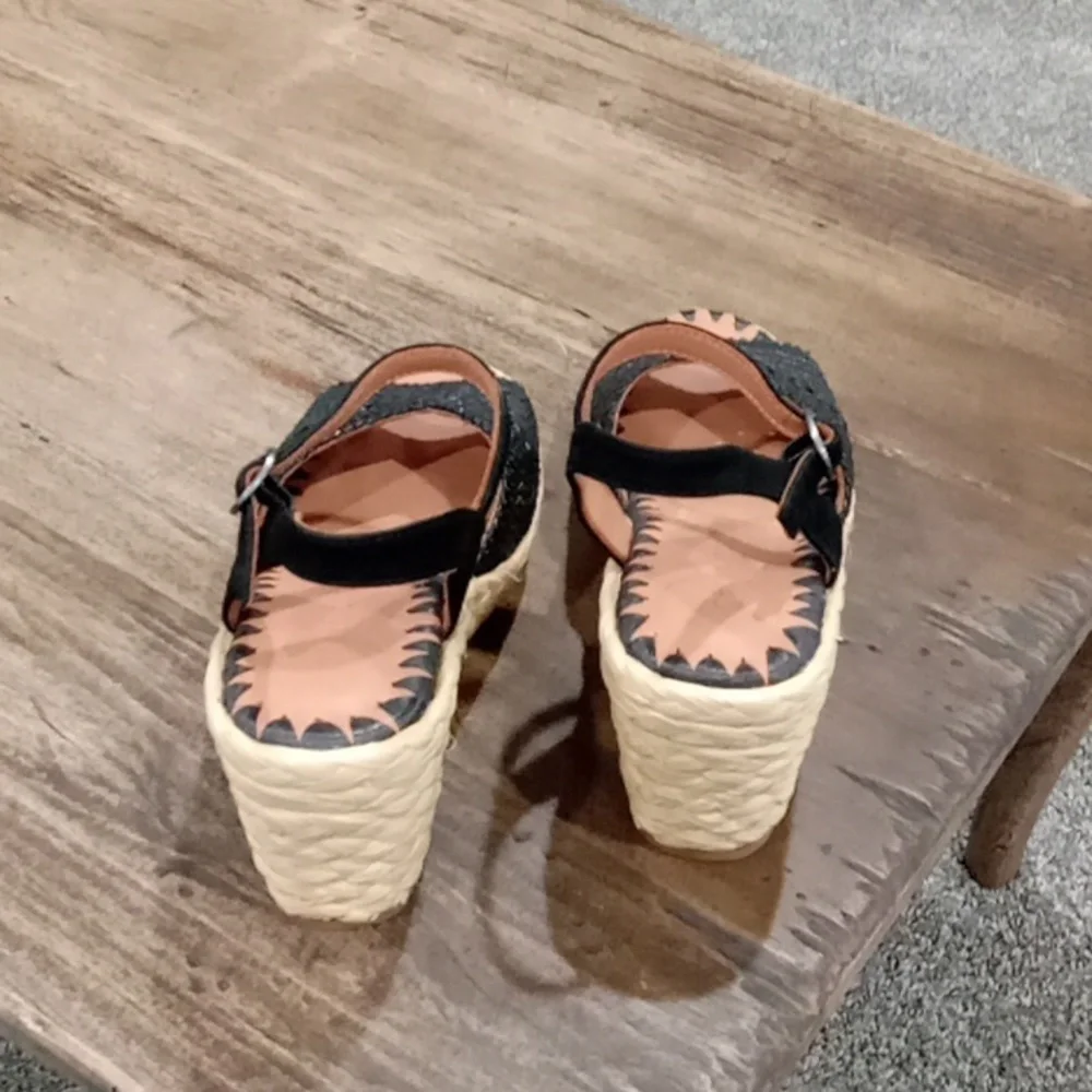 Gentle Souls Kenneth Cole Nomi Raffia Open Toe 3 1/2" Cork Wedge Size 7.5 NWT - Picture 7 of 8